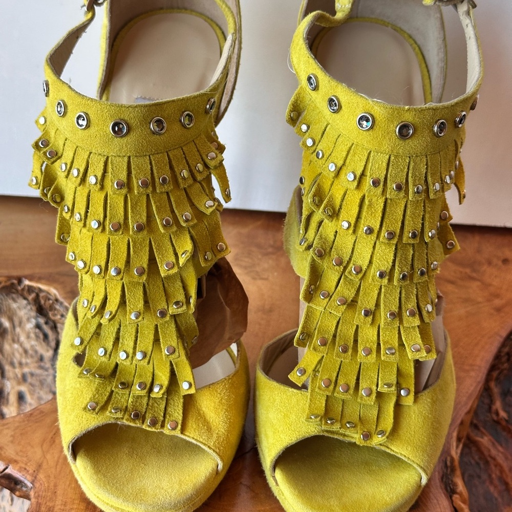 Jimmy Choo Yellow Fringe Sandals